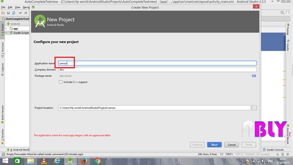 new project of android studio